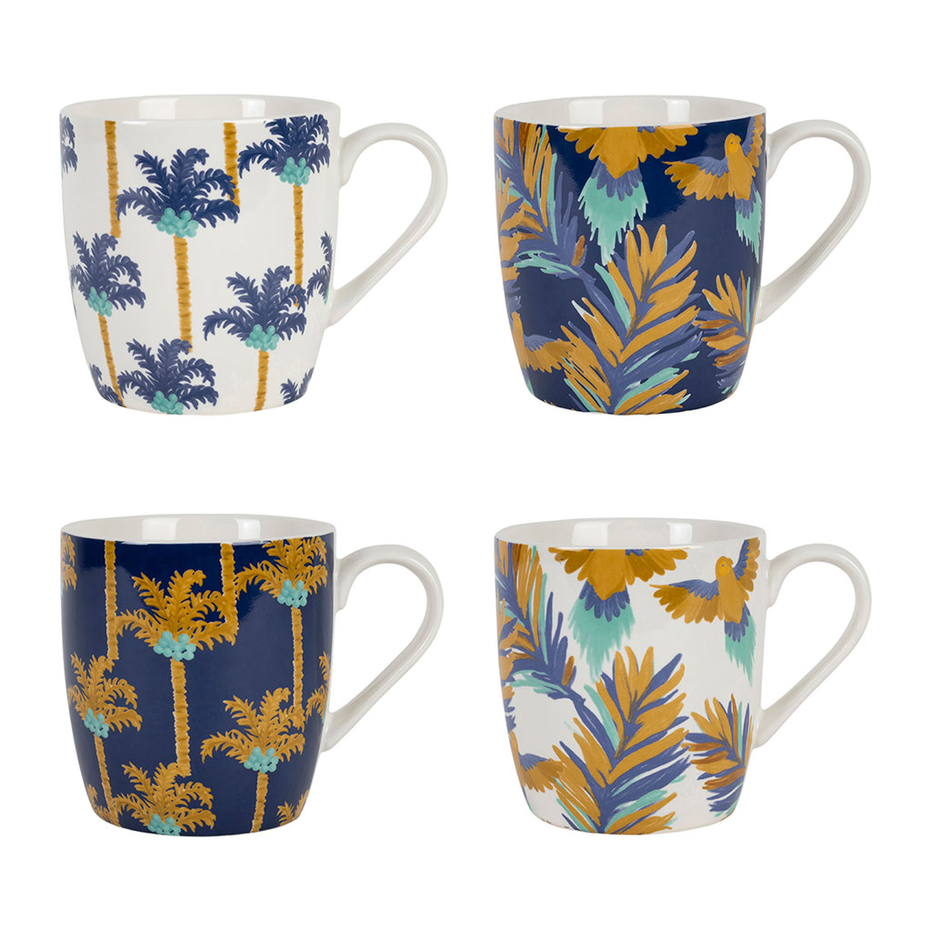 Lot de 4 tasses en porcelaine multicolore 35cl - Mocoa