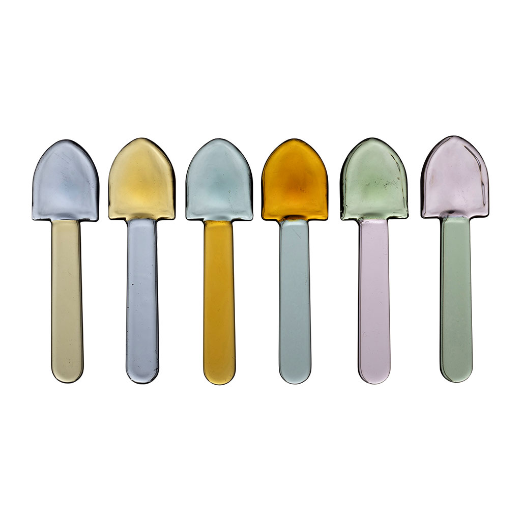 Lot de 6 cuillères à glace en verre borosilicate multicolore - Colorea