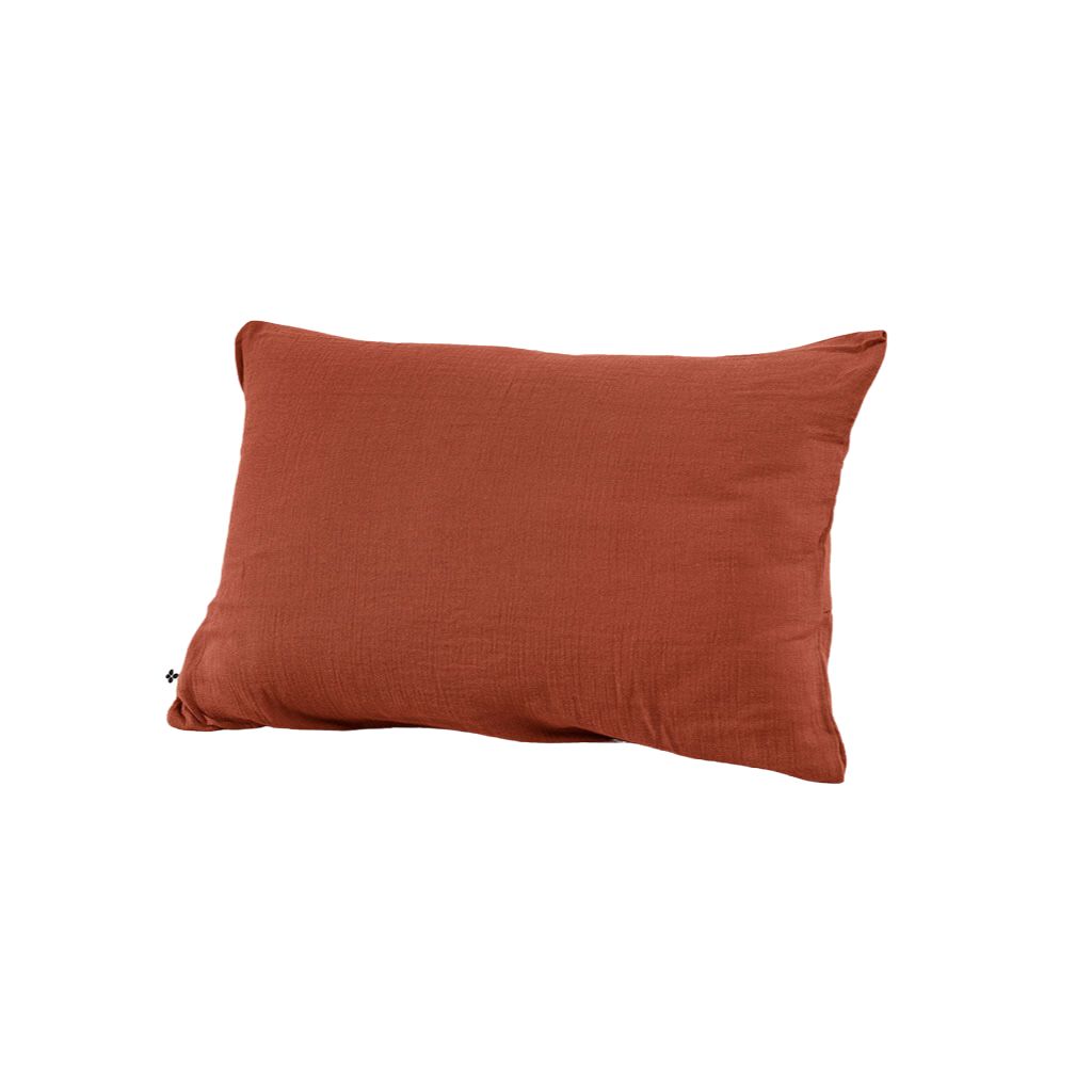 Taie d'oreiller en gaze de coton unie terracotta 50x70cm - Gaia
